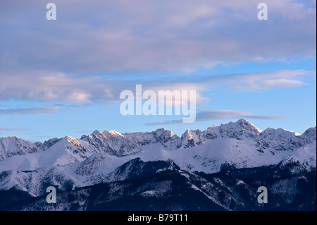 Panorama der hohen Tatra von Gybalowka Hill Podhale Region Polen Stockfoto