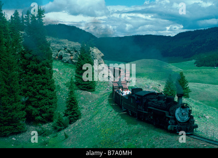 Zug auf die Cumbres und Toltec Railroad, Chama, NM Stockfoto