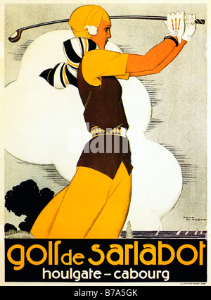 Golf de Sarlabot 1930 Art Deco-Plakat für die Freuden des Golfsports in der Normandie in der Nähe von Cabourg und Houlgate Stockfoto