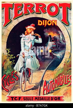 Zyklen Terrot 1898 Jugendstil Poster von Tamagno für den französischen Fahrrad- und Auto-Hersteller von Dijon Stockfoto