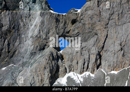 Glarner Schub und Martinsloch, UNESCO Weltnaturerbe, Swiss Tectonic Arena Sardona, Flims, Symbole, Schweiz Stockfoto