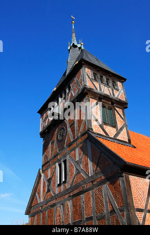 Historic St. Mariae Zu Tripkau Kirche, Niedersaechsische Elbtalaue Biosphärenreservat Elbetal Tal, Amt Neuhaus, Niedersachsen Stockfoto