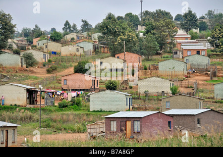 Kolonie von groben Hütten, Gemeinde der schwarzen Bürger von Sabie, Südafrika, Afrika Stockfoto