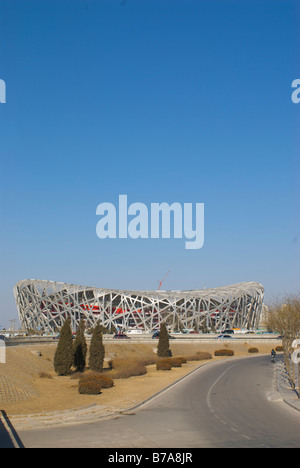 Nationalstadion Peking im Bau für das Jahr 2008 Olympischen Spiele in Peking, Beijing, China Stockfoto