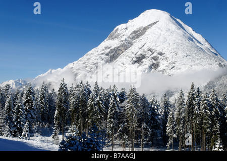 Mt Hohemunde, 2662 m, in der Nähe von Seefeld, Telfs, im Winter, Mieminger Auswahl, Tirol, Austria, Europe Stockfoto