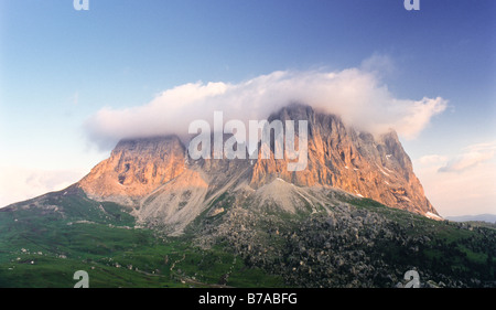 Langkofel, Sasso Lungo im Winter, den Dolomiten, Süd Tirol, Italien, Europa Stockfoto