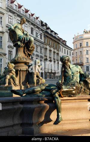 Donnerbrunnen Brunnen, Providentiabrunnen Brunnen, Neuer Markt, Wien, Österreich, Europa Stockfoto