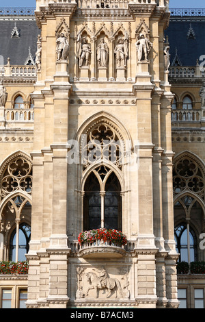 Detail geschossen New City Hall Fassade, Neues Rathaus, Wien, Austria, Europe Stockfoto