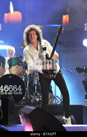 Brian May von Queen führt bei einem Konzert in London Stockfoto