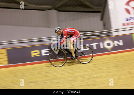 Chris Hoy Ausbildung bei Manchester Velodrome Manchester Oktober 2008 Stockfoto