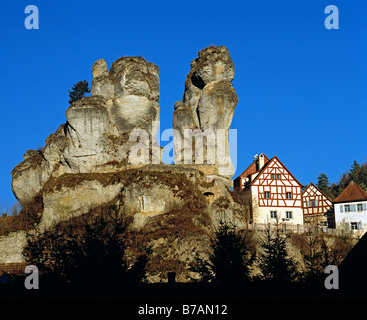 Tüchersfeld in der Fränkischen Schweiz ("Fränkische Schweiz"), Bayern, Deutschland. Stockfoto