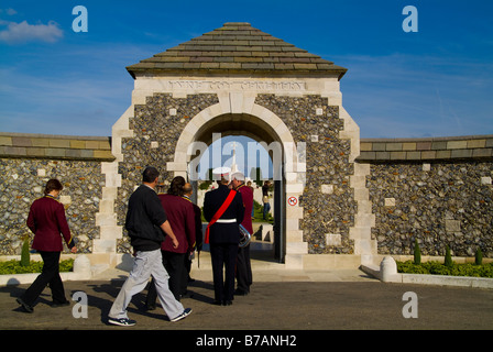 Polygon-Wood-Friedhof, Buttes Friedhof und Tyne Cot Friedhof in der Nähe von Ypern in Belgien. Berühmte WW1 Kampfszenen und schwere Yards. Stockfoto