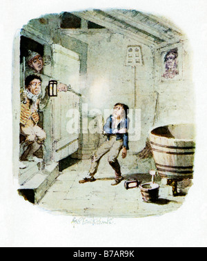 Oliver Twist The Einbruch In Chertsey original-Illustration von George Cruikshank für den Dickens Roman von 1837 1839 Stockfoto