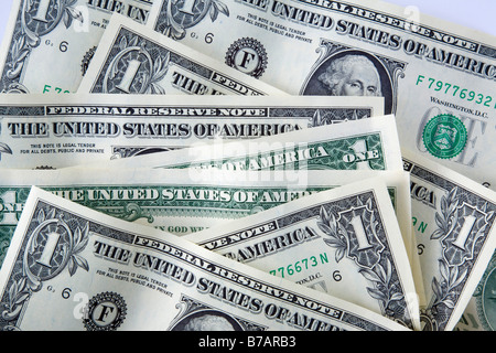 In der Nähe von benutzt Amerikanisches Geld in Dollar als Hintergrund Stockfoto