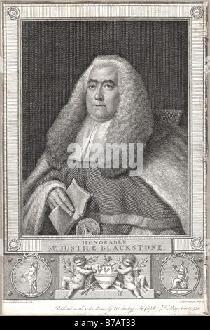 Sir William Blackstone (ursprünglich ausgesprochen: Blexstun) (10. Juli 1723 – 14. Februar 1780) war ein englischer Jurist und Professor wh Stockfoto
