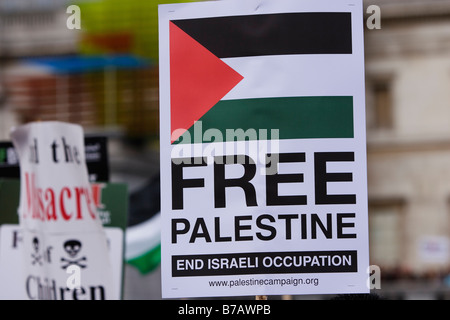 Palästinensische Plakat in London s Trafalger Square Stockfoto