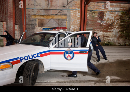 Polizei Stand-off Stockfoto