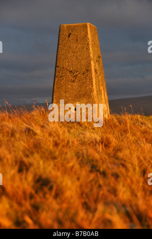 Abendlicht auf trig Point Park fiel North Pennines, England Stockfoto