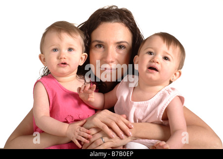 Mutter und Kind Mather und Zwillinge Stockfoto