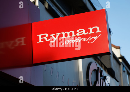 Ryman Zeichen High Street Läden und shopping-Januar 2009 Stockfoto