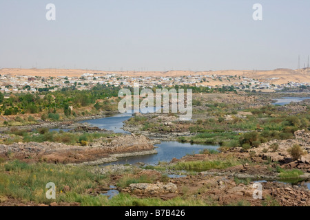 Blick auf die ersten Katarakt des Nils in der Nähe von Assuan, Ägypten Stockfoto