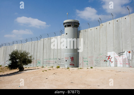 Israelischen Sicherheitszauns außerhalb Bethlehem im Westjordanland Stockfoto