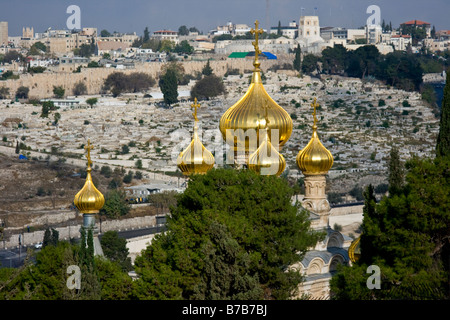 Russische orthodoxe Kirche der Maria Magdalena auf dem Ölberg in Jerusalem Stockfoto