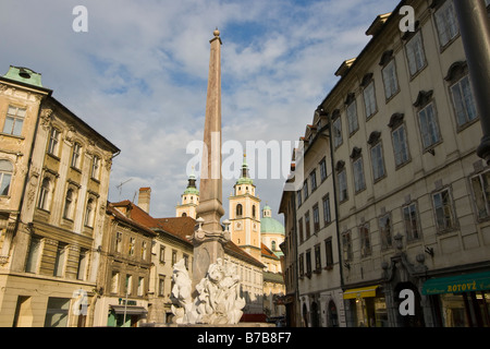 Robba Brunnen in Mestni Trg in Ljubljana Slowenien Stockfoto