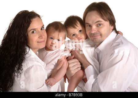 Eltern und Zwillinge Stockfoto