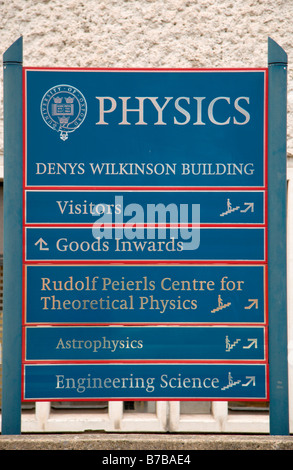 Eintritt Zeichen Denys Wilkinson Gebäude (Physik), Universität Oxford, Oxford, England. Stockfoto