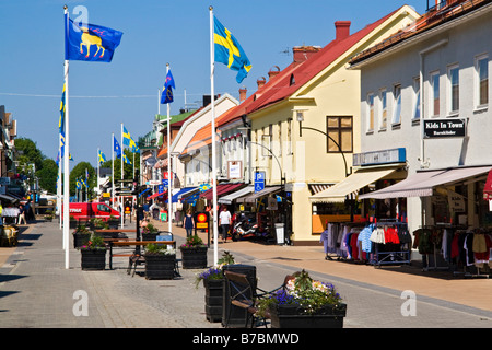 Hauptstraße von Borgholm auf der Insel Öland, Schweden. Stockfoto