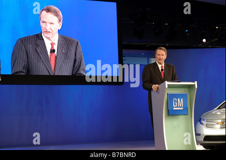 General Motors Chairman und Chief Executive Officer Rick Wagoner auf der 2009 North American International Auto Show in Detroit Stockfoto