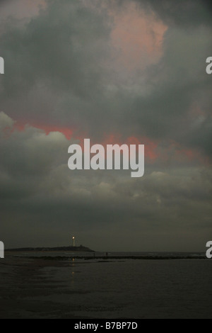 16. September 2008 Leuchtturm am Kap Trafalgar bei Sonnenuntergang Andalusien Spanien September 2008 Stockfoto