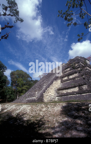 Der Tempel des Tablud Tablero im Mundo Perdido oder Lost World Komplex an der Maya-Ruinen von Tikal, El Petén, Guatemala Stockfoto