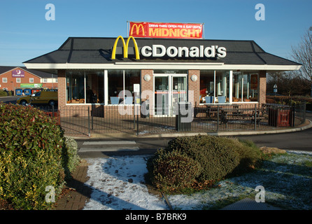 McDonalds-Restaurant in der Nähe von Market Harborough, Leicestershire, England, UK Stockfoto