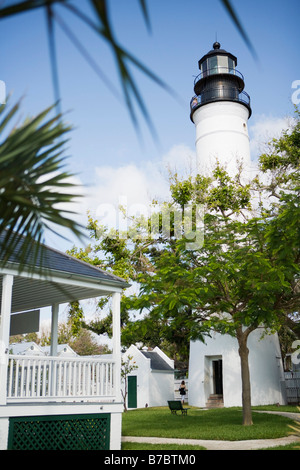 Key West Leuchtturm, ein National Historic Landmark sitzt auf Whiteheads Punkt in Key West, im Monroe County in Florida. Stockfoto