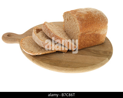 Frische, gesunde Laib Ofen Bio Vollkorn Bauernbrot Isoliert gegen einen weißen Hintergrund mit keine Menschen und einen Freistellungspfad Stockfoto