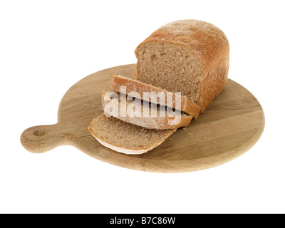 Frische, gesunde Laib Ofen Bio Vollkorn Bauernbrot Isoliert gegen einen weißen Hintergrund mit keine Menschen und einen Freistellungspfad Stockfoto