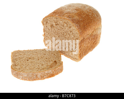 Frische, gesunde Laib Ofen Bio Vollkorn Bauernbrot Isoliert gegen einen weißen Hintergrund mit keine Menschen und einen Freistellungspfad Stockfoto