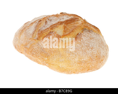 Frisch gebratene Laib Stein gebackene Brot auf einem weißen Hintergrund, ohne Menschen und einen Freistellungspfad oder Kopieren Raum Stockfoto