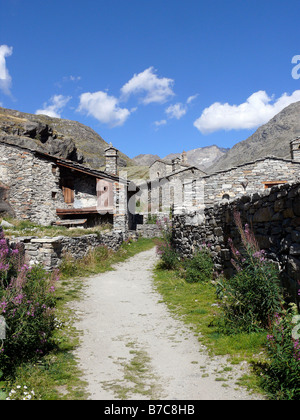 Dorf, Ecot Hamlet, Bonneval Sur Arc, Savoie, Frankreich Stockfoto