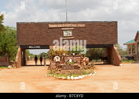 Eingang Buchuma Gate Tsavo East Nationalpark Kenia Stockfoto