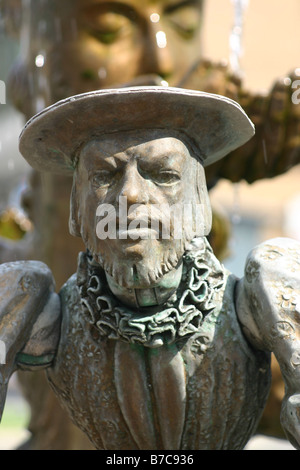 Brunnenfigur in einem Brunnen in Lemgo Stockfoto