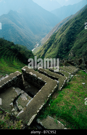 Die RITUAL-Bäder in der Ruinen von WINAY WAYNA ewig junge auf dem INCA TRAIL ein paar Stunden von MACHU PICCHU PERU Stockfoto