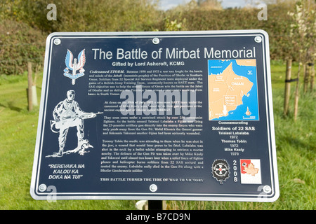 Schlacht von Mirbat Mahnmal an die nationale Gedenkstätte Arboreteum bei Alrewas, Staffordshire, England Stockfoto