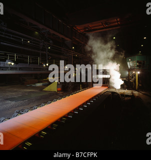 Geschmolzenen Stahl Heizplatte, gerollt in einer Mühle aus Pennsylvania, USA Stockfoto