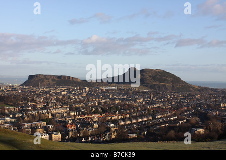 Holyrood Park von Blackford Hill Edinburgh Januar 2009 Stockfoto