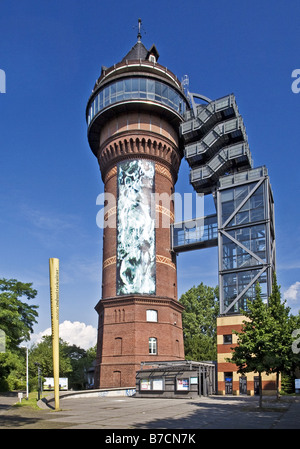 Aquarius Wassermuseum mit dem Zeichen der "Route der Industriekultur, Deutschland, Nordrhein-Westfalen, Mülheim A. d. R Stockfoto