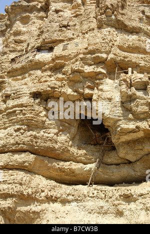 Mönch Zelle, Kloster St. Georg Hozebite in der Judäischen Wüste in der Nähe von Jericho, Israel Stockfoto