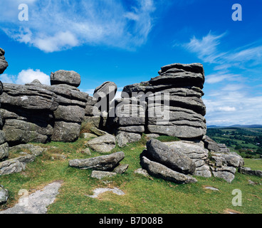 Combestone Tor im Dartmoor National Park in der Nähe von Hexworthy, Devon, England. Stockfoto